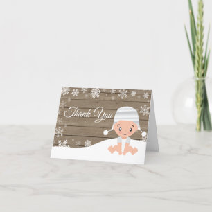 Rustic Winter Snowflake Baby Thank You Card