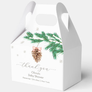 Rustic Winter Snowflake Pine cone Baby Shower Favour Box
