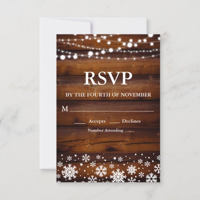 Rustic Winter Snowflake RSVP Card (Front)