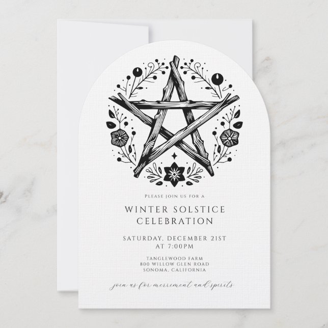 Rustic Winter Solstice Invitation (Front)