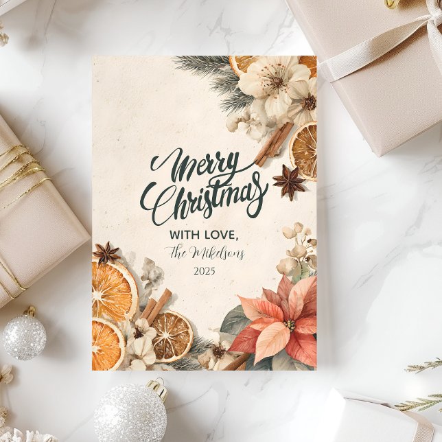 Rustic Winter Spice Merry Christmas Holiday Card (Creator Uploaded)