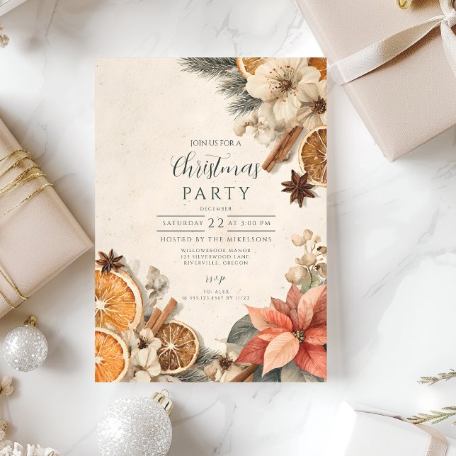 Rustic Winter Spice Merry Christmas Invitation (Creator Uploaded)
