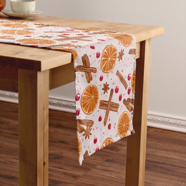 Rustic Winter Spices Seamless Pattern Short Table Runner (In Situ)