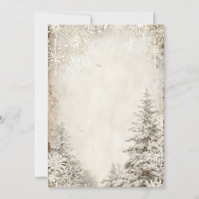 Rustic Winter Tree Invitation Template | Vintage H (Front)