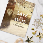 Rustic Winter Tree Twinkle Lights Save the Date Announcement Postcard<br><div class="desc">Christmas woodland save the date postcards featuring winter trees covered in snow, a carved heart with your initials, string twinkle lights and a modern save our date template. For further personalisation, please click the "Customise it" button to modify this template. All text style, colours, and sizes can be modified to...</div>