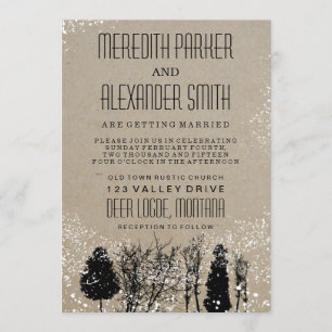 RUSTIC WINTER TREE WEDDING INVITATION