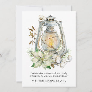 Rustic Winter Watercolor Lantern Christmas Holiday Card