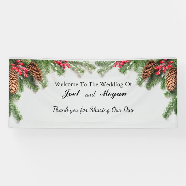 Rustic Winter Wedding Banner Personalise (Horizontal)