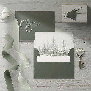 Rustic Winter Wedding Forest Green ID1049 Envelope