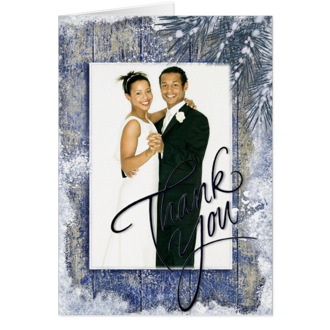 Rustic Winter Wedding Photo Thank You (Front)