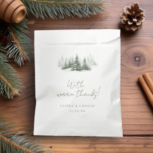 Rustic Winter Wedding Thanks Forest Green ID1049 Favour Bags