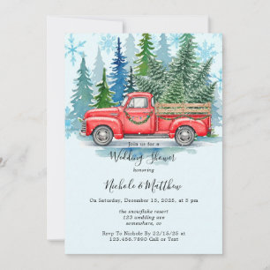Rustic Winter Wedding Truck Bridesmaids Favour Invitation