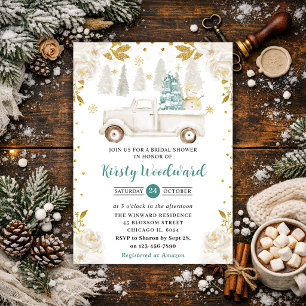 Rustic Winter White Truck Bridal Shower Invitation