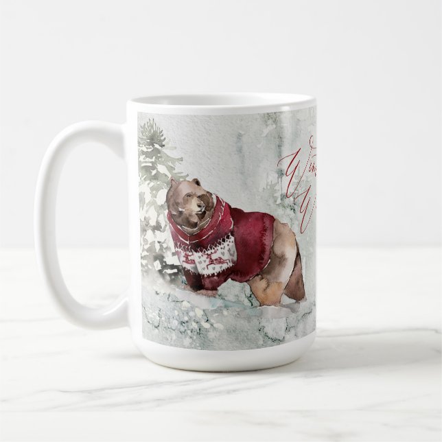 Rustic Winter Wonderland Animals in Snow Coffee Mug (Left)