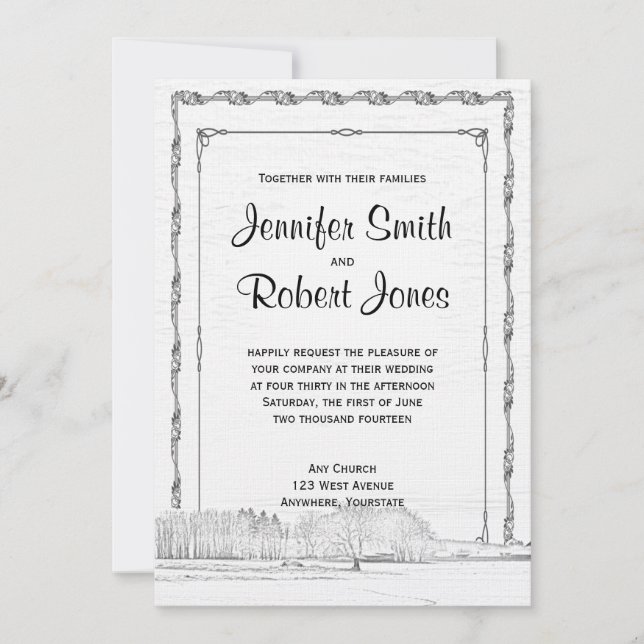 Rustic Winter Wonderland Wedding Invitation (Front)
