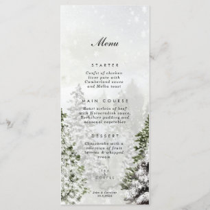 rustic winter wonderland wedding menu cards