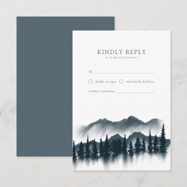 Rustic Winter Wonderland Wedding | RSVP Card (Front/Back)