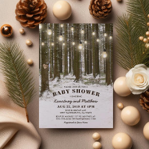 Rustic Winter Wonderland Woodland Tree Baby Shower Invitation