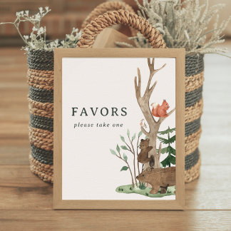 Rustic Winter Woodland Baby Shower Favour Sign