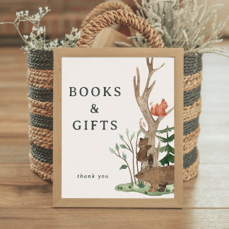 Rustic Winter Woodland Baby Shower Gift Sign