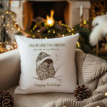 Rustic Winter Woodland | Birch Bark Owl Christmas Cushion<br><div class="desc">Cute,  nature themed Holiday throw pillow featuring original artwork of a whimsical,  sleeping owl wearing an old-fashioned nightcap with the greetings "OWL BE HOME FOR CHRISTMAS,  if only in my dreams... " and "Happy Holidays" in gold lettering. Reverse side is a rustic winter white birch bark pattern.</div>