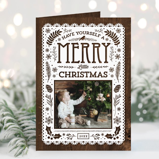 Rustic Winter Woodland Cutout Christmas Photo Card (Creator Uploaded)