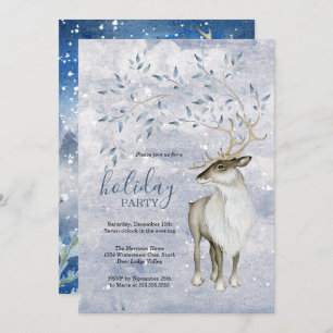 Rustic Winter Woodland Deer Holiday Party Invitation