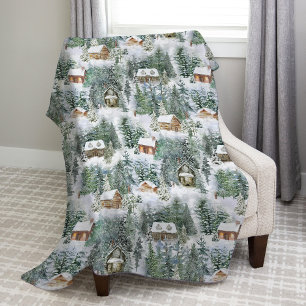 Rustic Winter Woodland Fleece Blanket