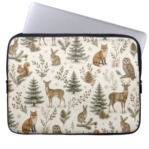 Rustic Winter Woodland Forest Animals Laptop Sleeve