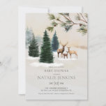 Rustic Winter Woodland Gender Neutral Baby Shower Invitation<br><div class="desc">Winter Woodland Gender Neutral Baby Shower Invitation. Designed with a watercolor snowy forest scene. Click Personalise to edit all text. Matching items in our store Cava Party Design.</div>
