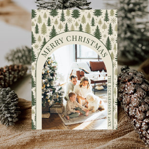 Rustic Winter Woodland Pine Trees Photo Christmas Holiday Card