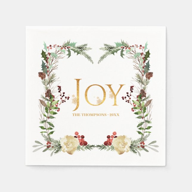Rustic Winterland Joy Christmas Party Napkin (Front)