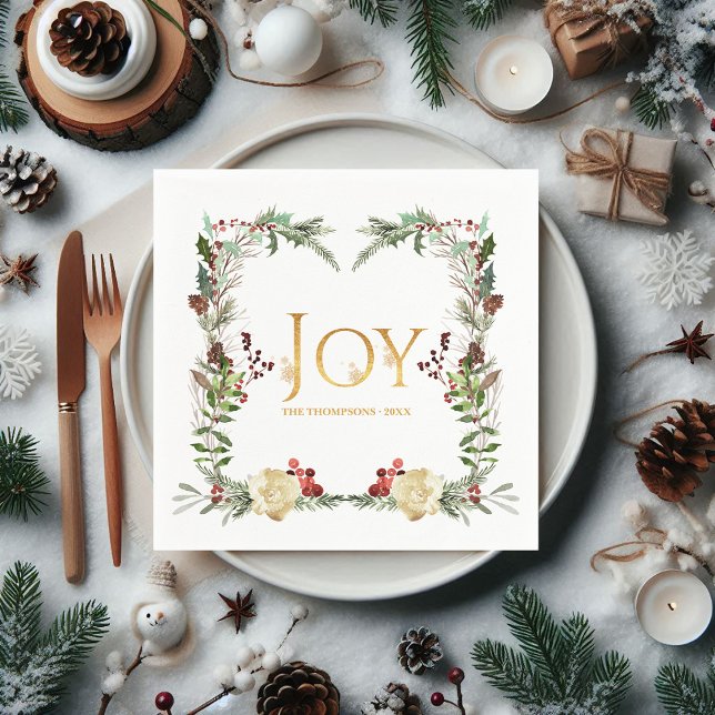 Rustic Winterland Joy Christmas Party Napkin (Rustic Winterland Joy Christmas Party Napkins)