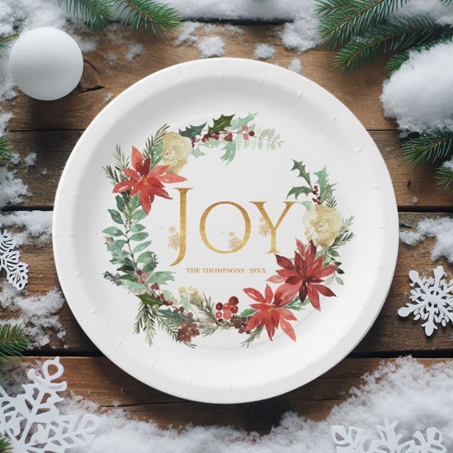 Rustic Winterland Joy Christmas Party Paper Plate (Rustic Winterland Joy Christmas Party)