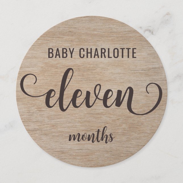 Rustic Wood 11-12 Months Baby Milestone Sign (Front)