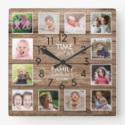 Rustic Wood 12 Photo Collage Family Time Quote
