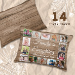 Rustic Wood 14 Photo Collage Family Quote Decorative Cushion<br><div class="desc">Create your own photo collage  pillow  with 14 of your favourite pictures on a wood texture background.Personalise with family name and established date. The "Family is Everything" quote adds a unique touch to the photo plaque  gift.</div>