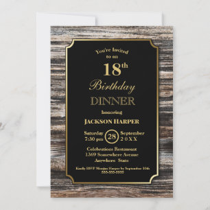 Rustic Wood 18th Birthday Dinner Party Invitation