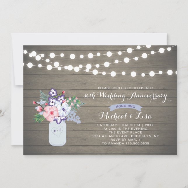 Rustic Wood 30th Wedding Anniversary Invitation (Front)
