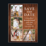 Rustic Wood 4 Photo Engagement Save the Date Postcard<br><div class="desc">Rustic Wood 4 Photo Couple Engagement Announcement Save The Date Postcard</div>