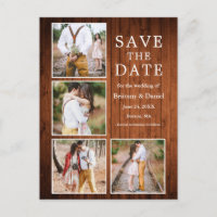 Rustic Wood 4 Photo Engagement Save the Date