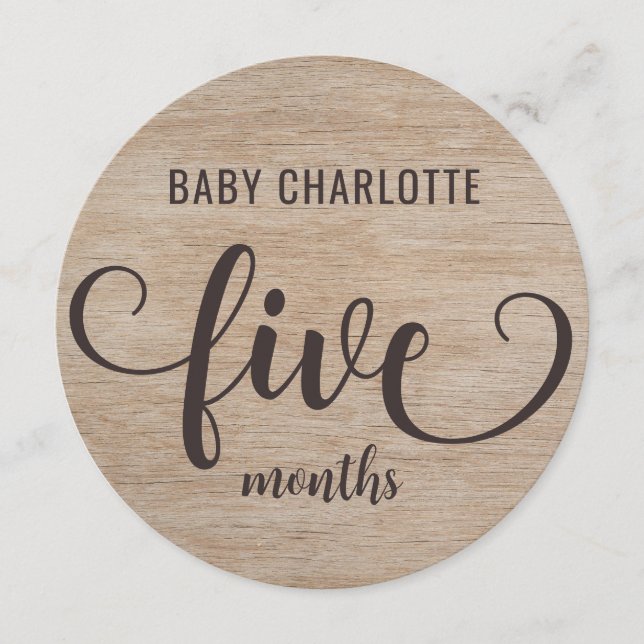 Rustic Wood 5-6 Months Baby Milestone Sign (Front)