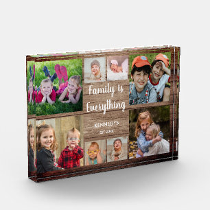 Rustic Wood 8 Photo Collage Family Quote