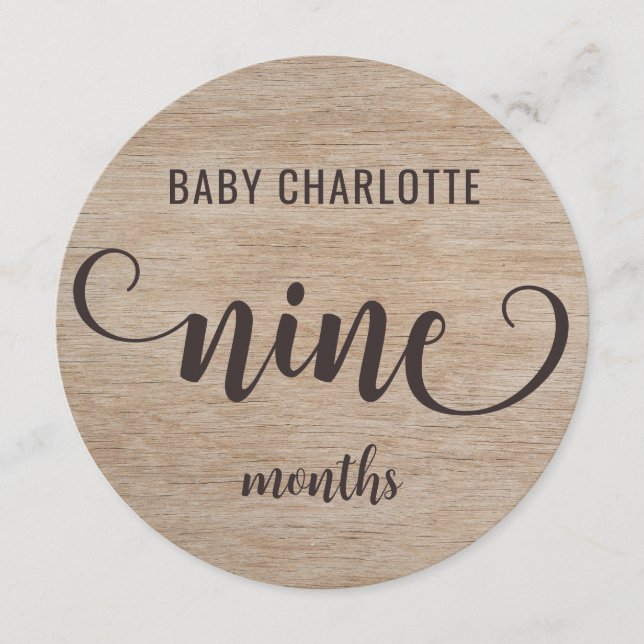 Rustic Wood 9-10 Months Baby Milestone Sign (Front)