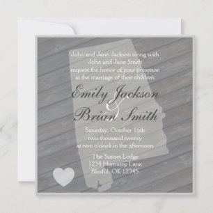 Rustic wood Alabama grey wedding invitations