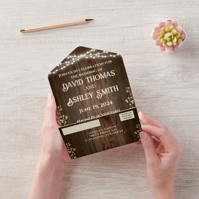 Rustic Wood All in One Wedding Invite (Video)