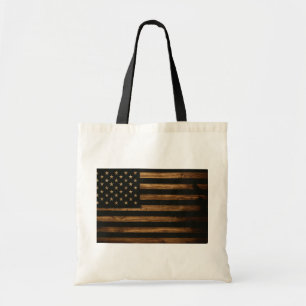 Rustic Wood American Flag   Patriotic Vintage USA  Tote Bag