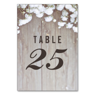 Rustic Wood and Baby's Breath Wedding Table Number