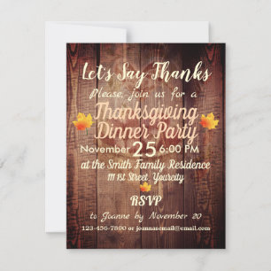 Rustic Wood and Basket Thanksgiving Custom Invitation