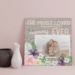Rustic Wood and Floral Photo - Most Loved Mum Ever Faux Canvas Print<br><div class="desc">Sweet photo canvas for your mum - great for mother's day or a birthday gift. The template is set up ready for you to add your own photo and you can also edit "mummy" to your preferred title (ie., mama, mummy etc), if you wish. This watercolor floral design features a...</div>